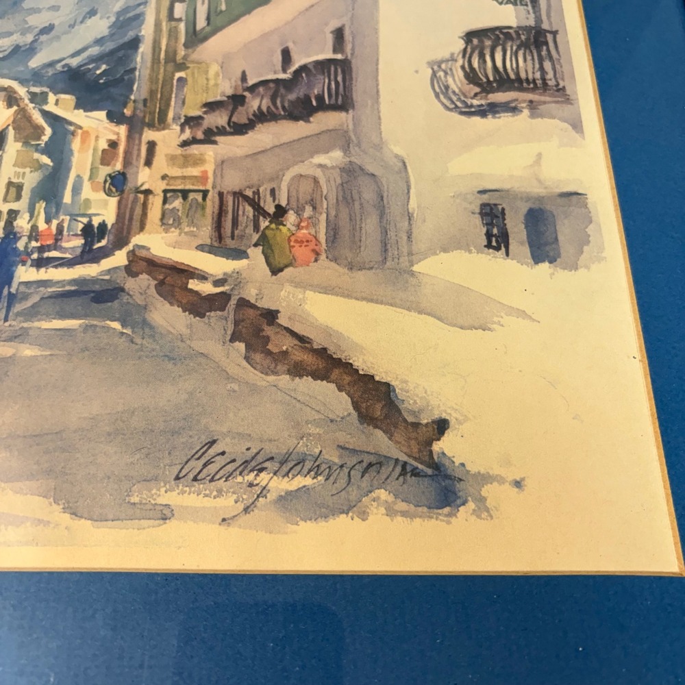 Cecile Johnson Signed The Lodge at Vail Colorado Watercolor Print Framed Art - Picture 2 of 11
